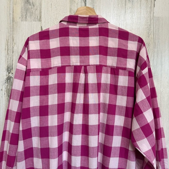 Anthropologie Maeve The Bennet Buttondown Shirt Pink Buffalo Check Size L - Picture 8 of 11